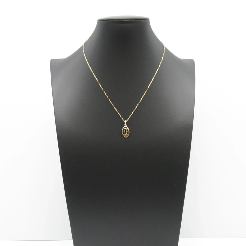 K18PG(Rose (Good) double Clear Clear Necklace Pre-Owned Gold) Necklace CARTIER diamond Logo