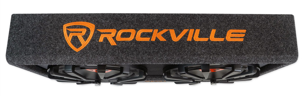 Dual 2000w inches RG212CA Enclosure+Amp Powered Car Subwoofer Kit Rockville 12 Vented