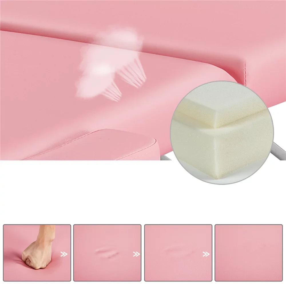 Backrest/Headrest/Armrest/Hand Massage Portable Alloy Salon Table Massage Spa 84'' with 3-Fold Bed, Massage Adjustable Pink Bed Yaheetech Couch, Equipment, Pallet,
