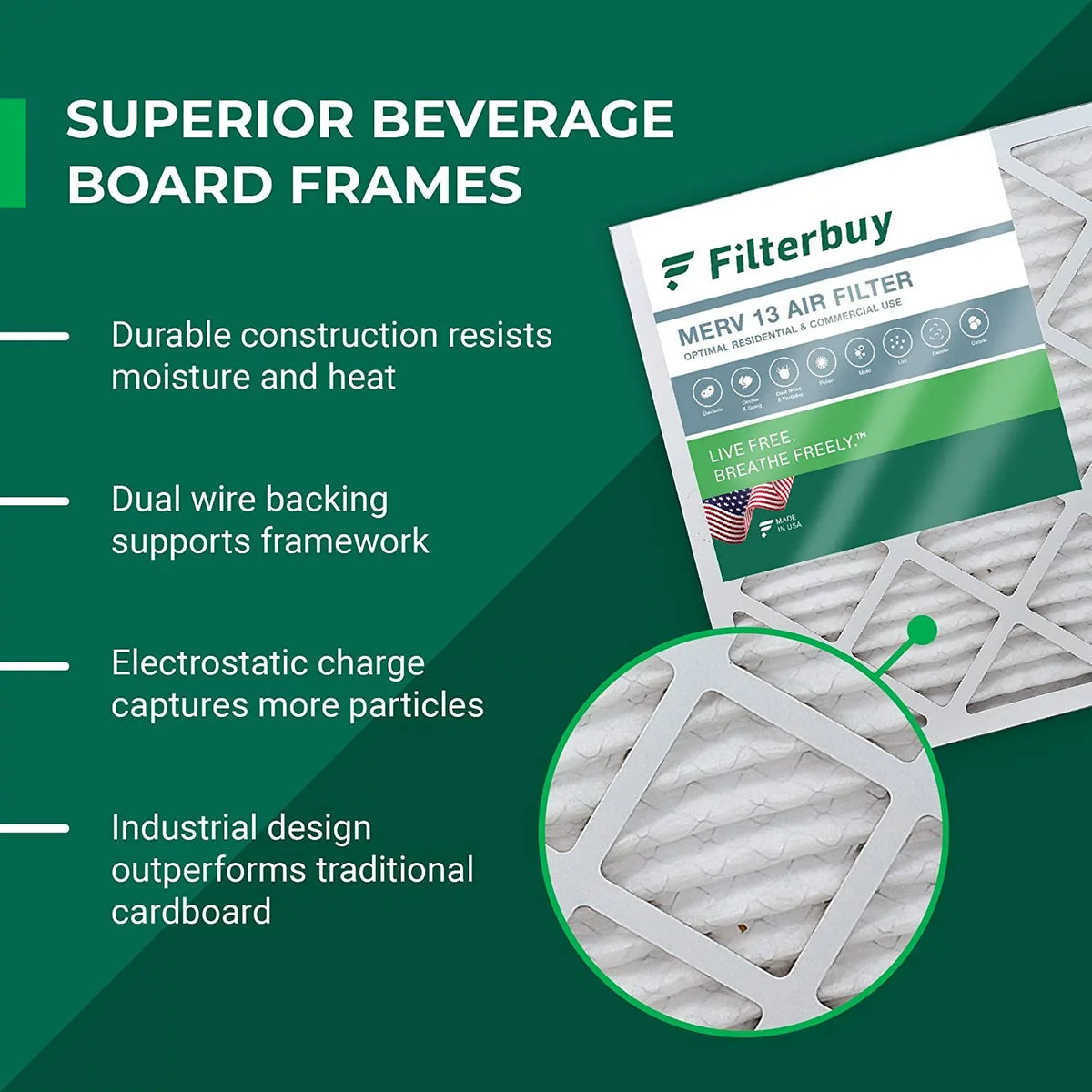 Filterbuy Filters HVAC FC100A1003 AC 13 Pleated Furnace Air MERV (2-Pack) 16x20x5 for Honeywell