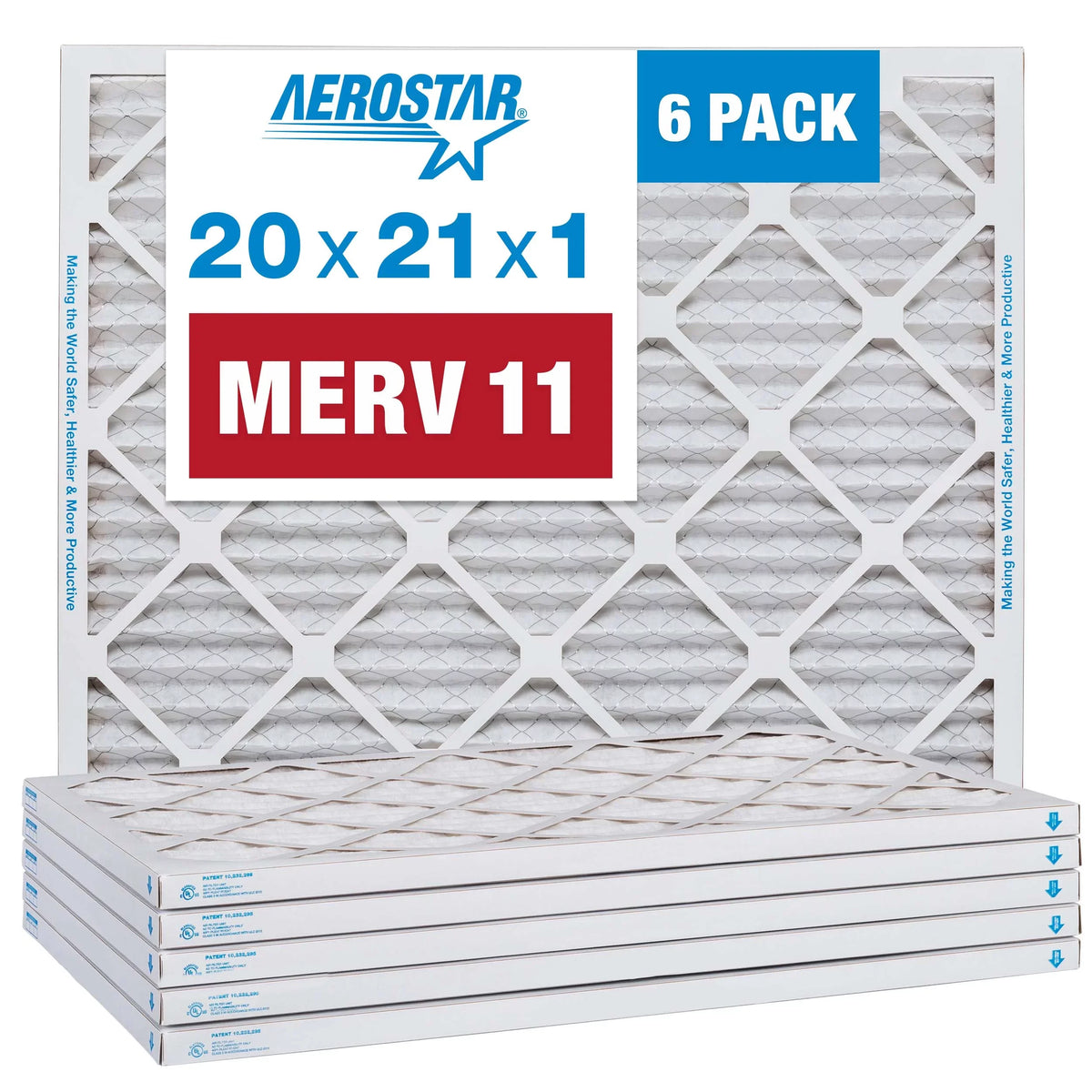 Furnace 20x21x1 AC 11 Filter, Filter, Air Aerostar 6 Air Pack MERV Pleated