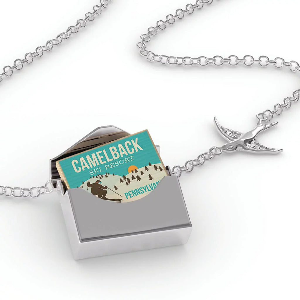 Pennsylvania Ski silver a Resort - Envelope Necklace Resort in Locket Neonblond Ski Camelback