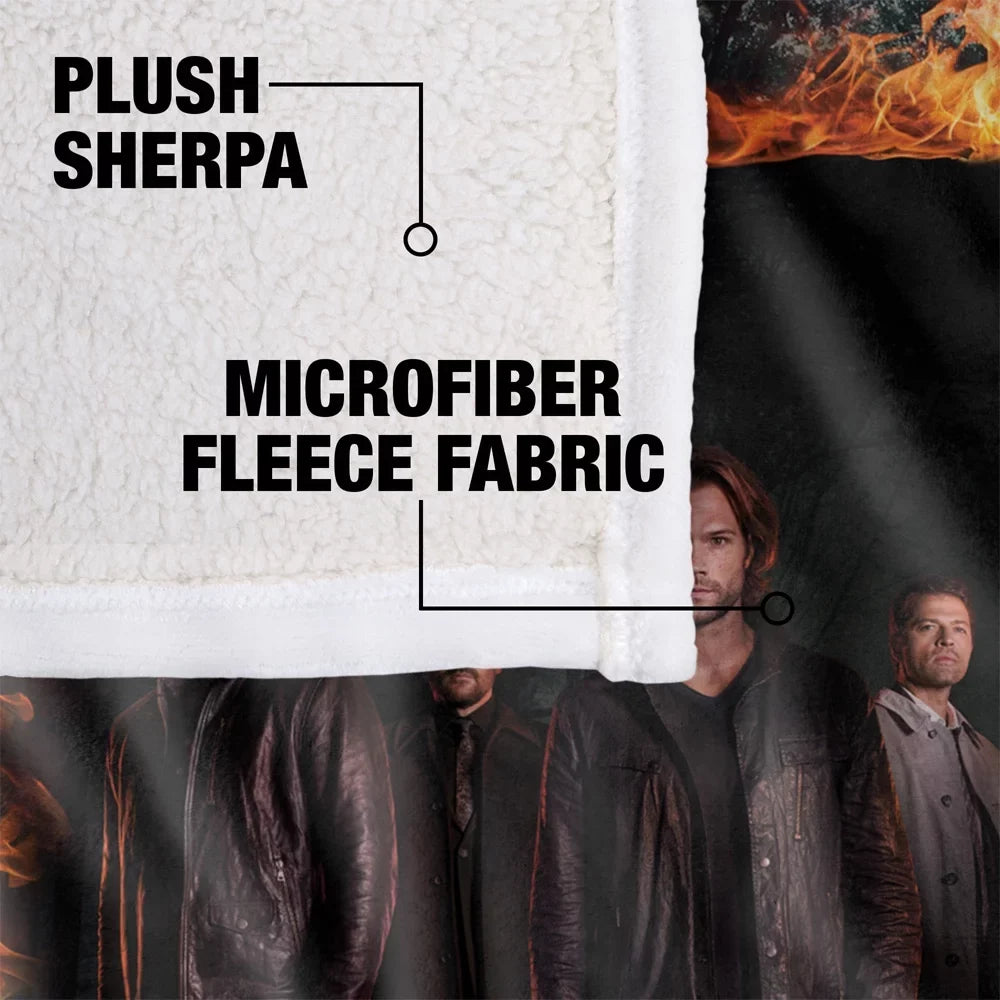 Back Sherpa Frame Silky Soft Fire Supernatural Blanket, Super 50*60inch, LOGOVISION Touch Blanket Throw