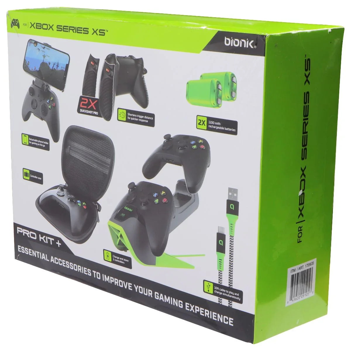 XS + Accessories Kit Series Neon / Green - for Black Bionik Pro XBOX NEW