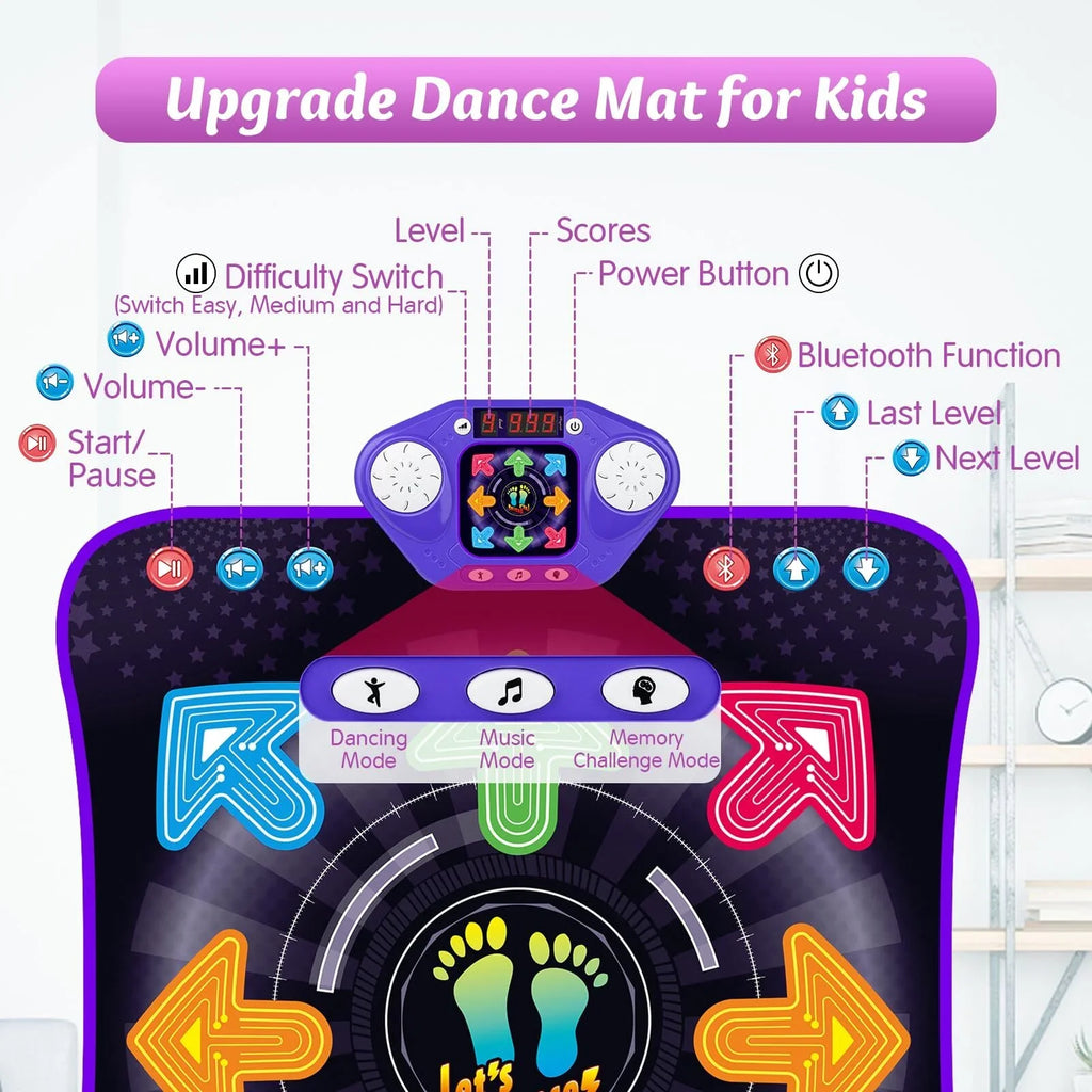 Dance 8 Year Wireless 7 Dance 4 Game Bluetooth, Toys PAFOLO Year 5 for Light 5 Old Old Girls for Up 9 Boy Modes, with 8-Buttons & with Gifts Mat Dance Toy Kids, 10+ 6 Easter 3 3-12 Pad Music Xmas