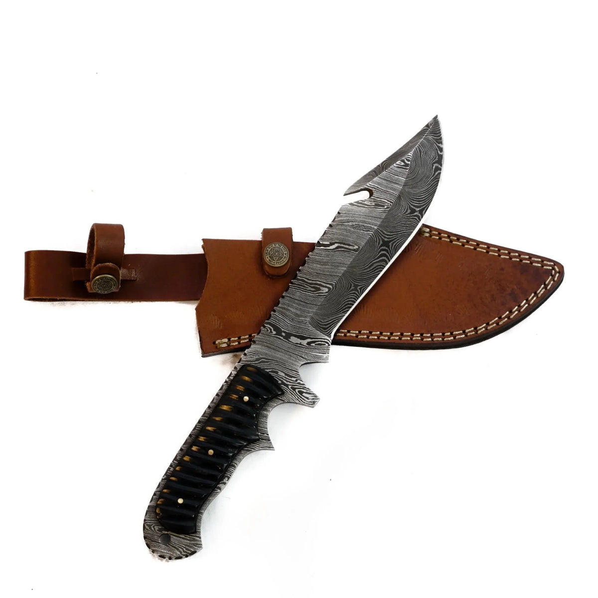 Knife Damascus 12 Blade- Hunting - Steel Knife- Carbon Outdoors- Bowie High
