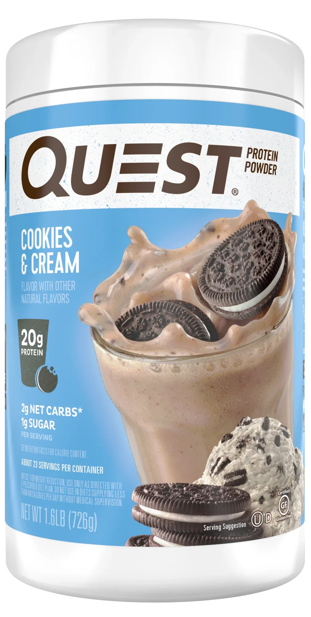 25.6 and Cream, Powder, lb., Quest Protein, Cookies oz 20g Protein 1.6
