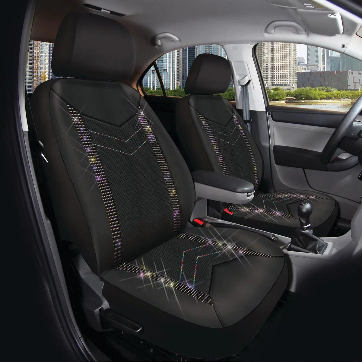 Crystal Fit 2, Seat of MPVs Auto SUVs, Rainbow Drive Fit Set Cover, Faux for Cars, Universal Leather Car