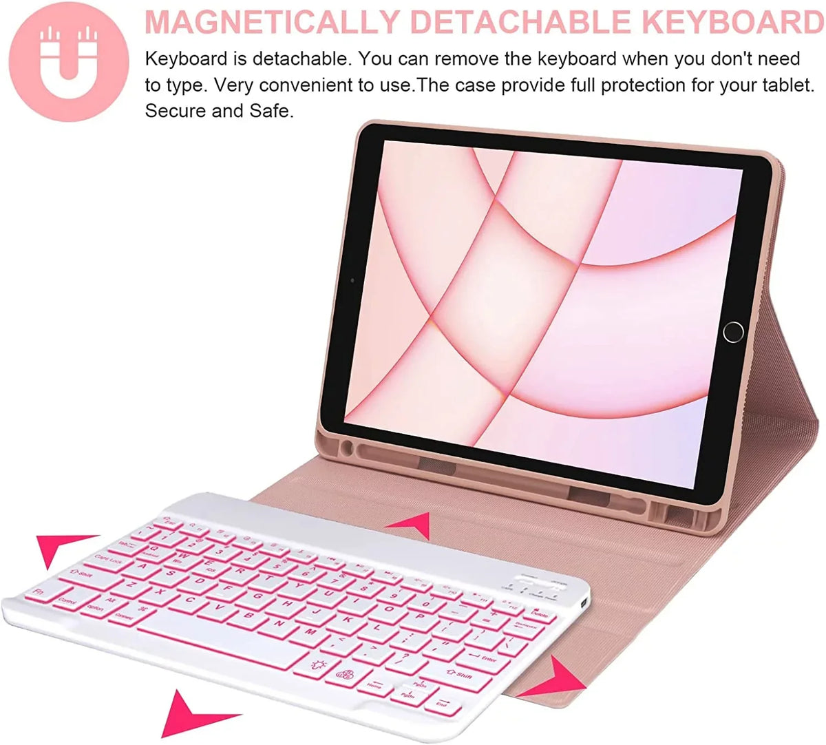 Kvago Keyboard 2022 Bluetooth Apple Built-in Keyboard 5th iPad iPad Case for Holder Pencil Pink Air Gen