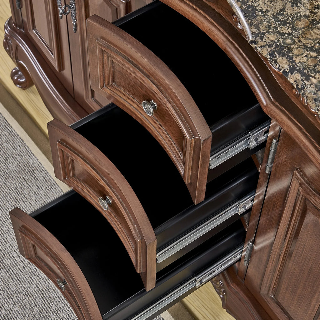 Double Saturn Sink Stufurhome Granite Baltic inch Top Brown with 60 Vanity