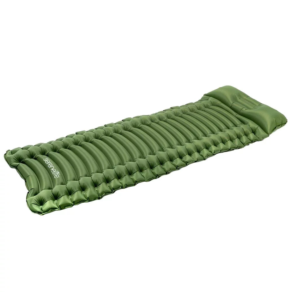 Waterproof Lightweight, Backpacking Pad Mattress Self (Blue) Air SereneLife Sleeping - Inflating