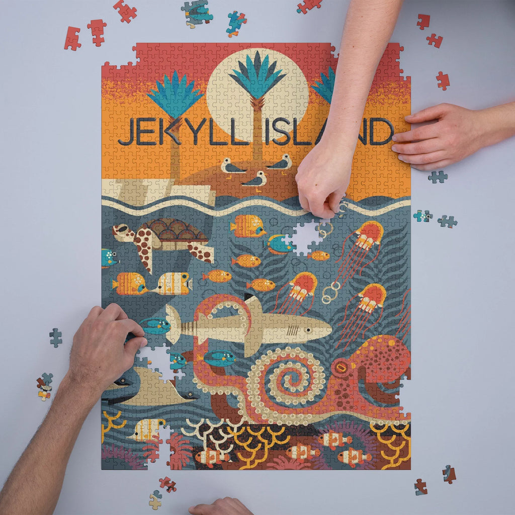 and Puzzle, Piece Geometric Textured Puzzle 19x27, Adults (1000 Size Georgia, for Jekyll Challenging in Family, Island, Made USA) Jigsaw