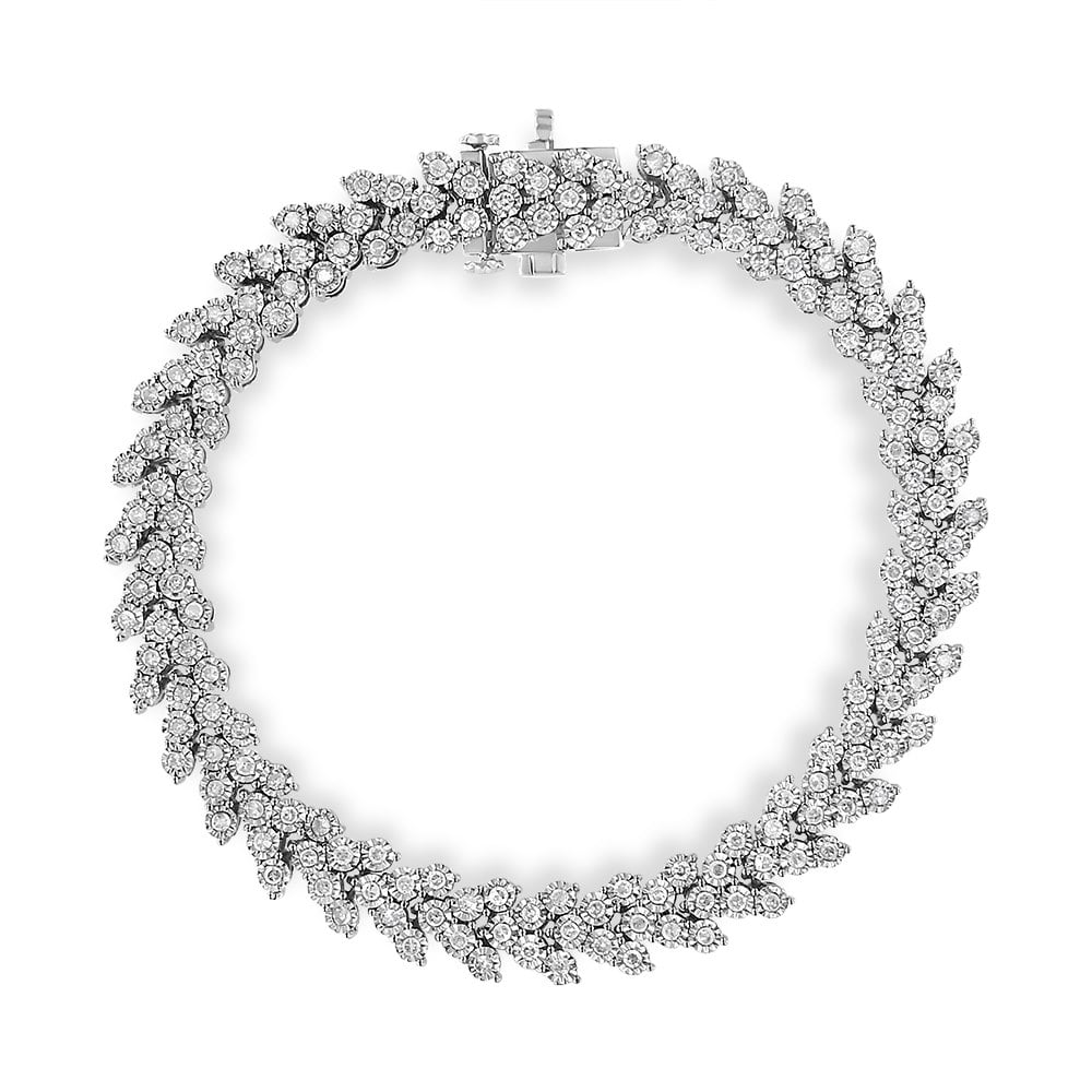 Link clarity) color, Miracle I3 Sterling Silver (I-J Diamond Wreath - Set Cttw Bracelet .925 7.25" Laurel 2.00