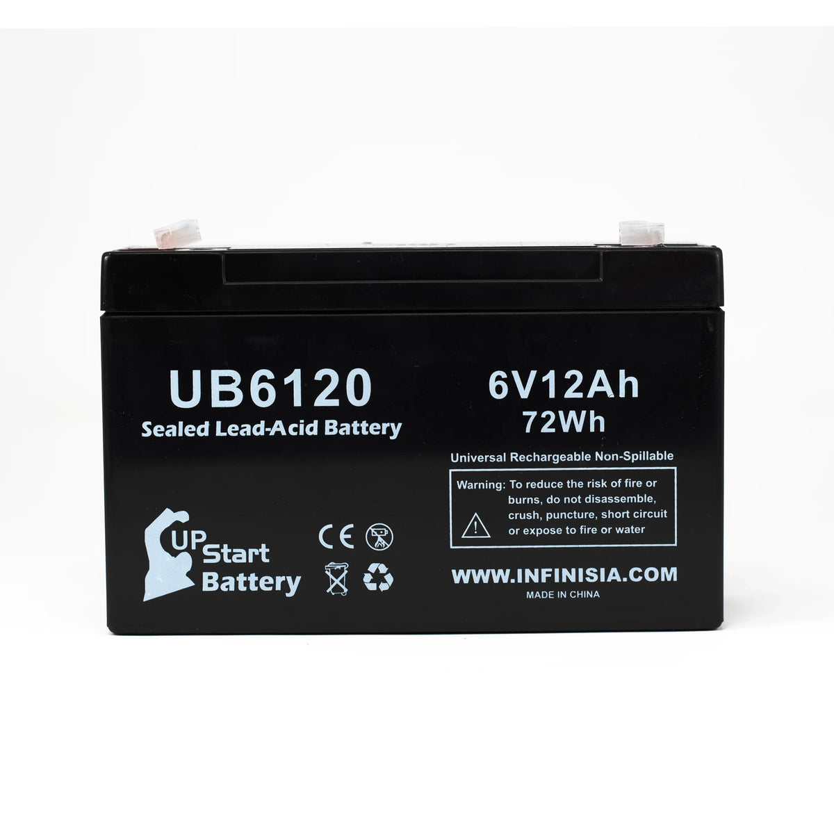 Acid 10 F2 - Includes Terminal, 12000mAh, F1 Lead Pack to 5x Battery Sealed Adapters Replacement - - Battery 850 F1 AGM, Tripp-Lite 12Ah, Compatible (6V, SLA) Terminal UB6120 Universal