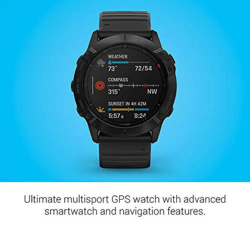 Ox Music, Black Sensors, Grade-Adjusted Pulse Pro, Watch, Garmin 6X and Premium Fenix Mapping, Multisport Guidance Pace Features GPS 010-02157-00
