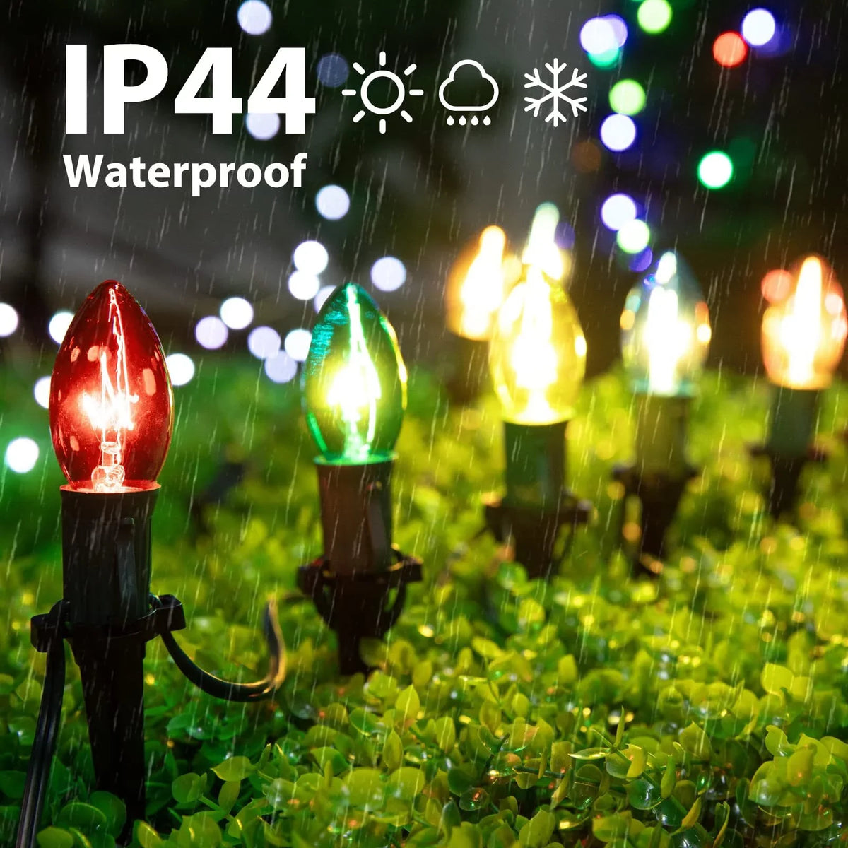 51.5 Christmas Stakes Feet C9 Light (2Sets) Walkway Yard Driveway Christmas Outdoor Lights ALLJOY Patio Pathway