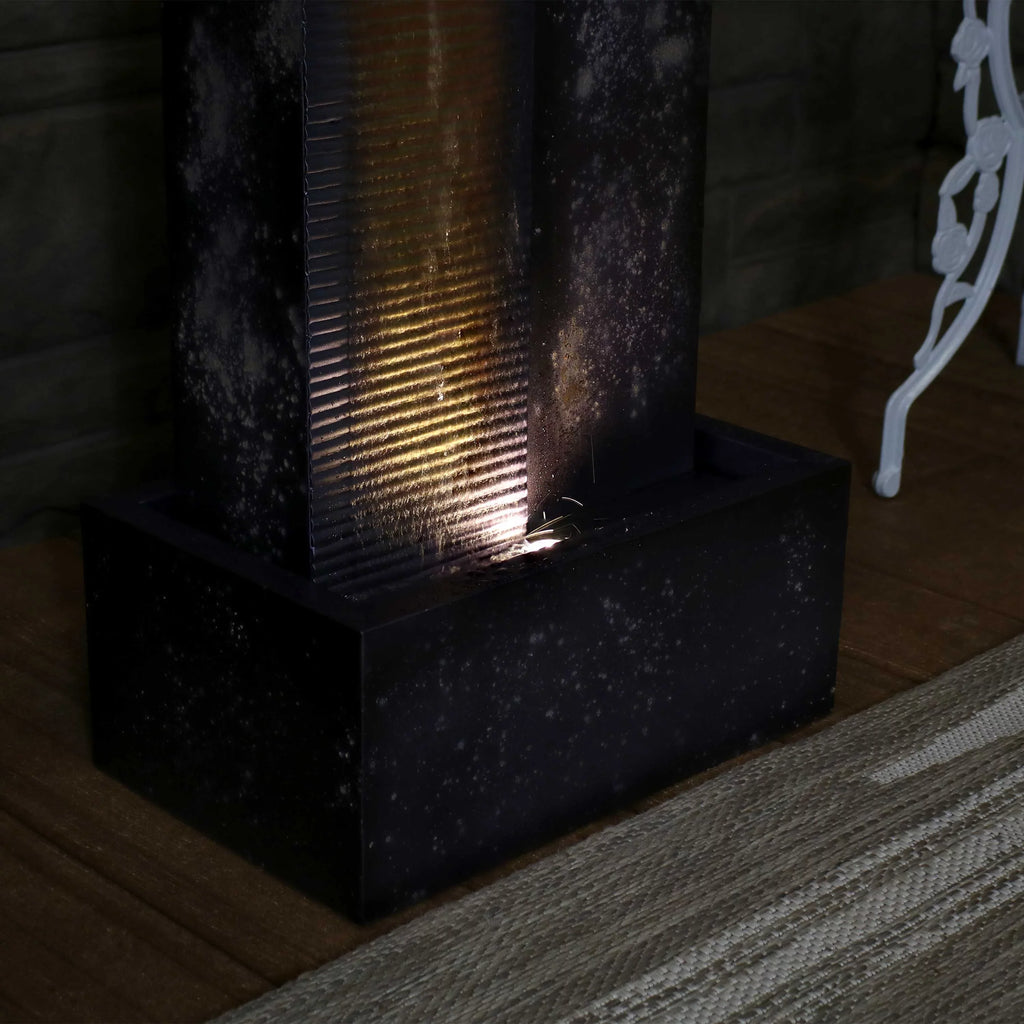 LED Metal Cascading Sunnydaze Outdoor Fountain - Tower with 32" Lights
