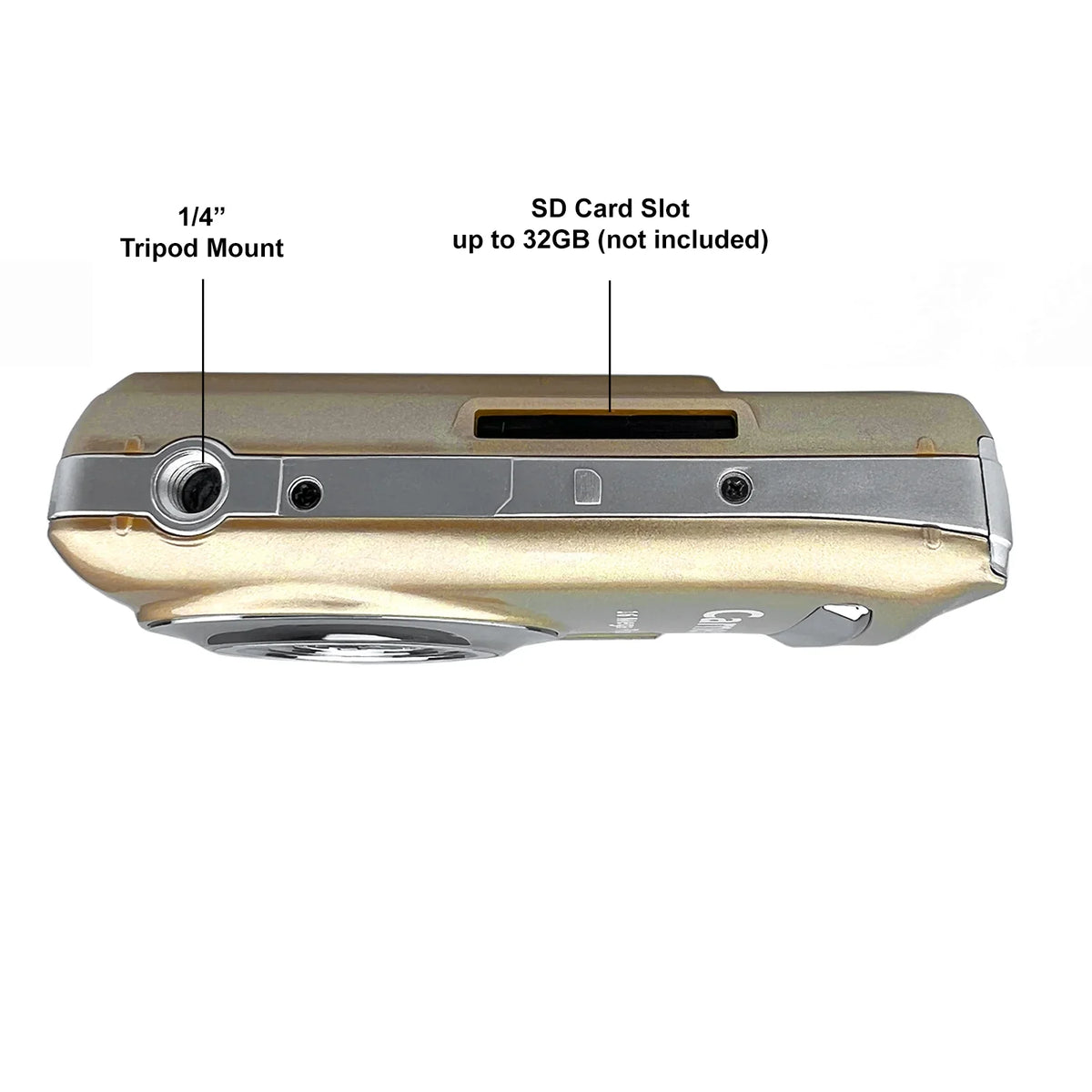 Photo 16MP Megapixel Camera Digital and with 2.4" Compact Media Input (Gold) Transfer Screen, Mic LCD USB Video and Acuvar