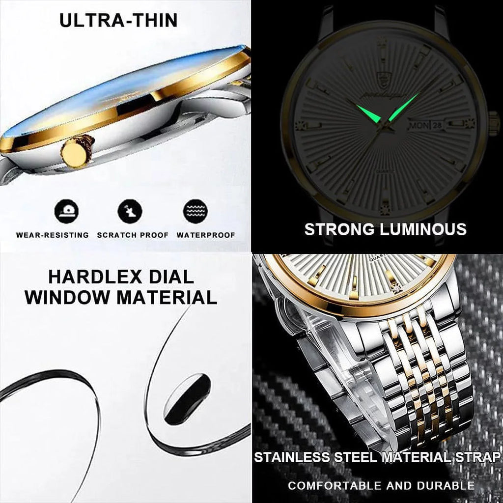 Clock Watch Ultra Male Thin Waterproof POEDAGAR Men Steel Luxury Gift Stainless Watches Luminous Men's Business Date&Week Quartz
