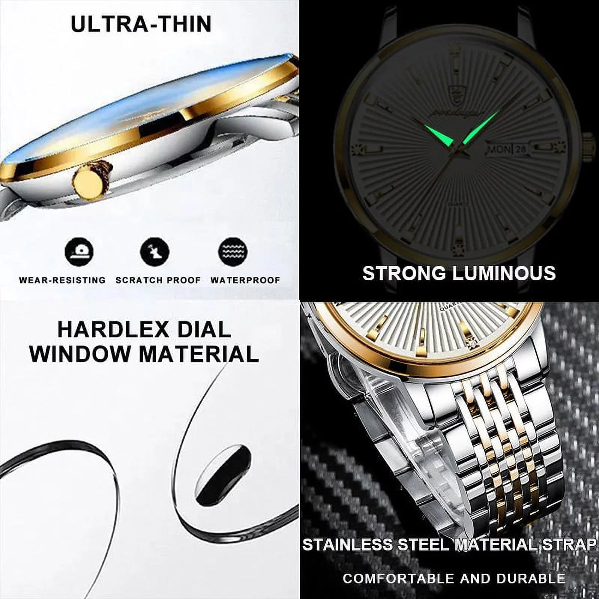 Clock Watch Ultra Male Thin Waterproof POEDAGAR Men Steel Luxury Gift Stainless Watches Luminous Men's Business Date&Week Quartz