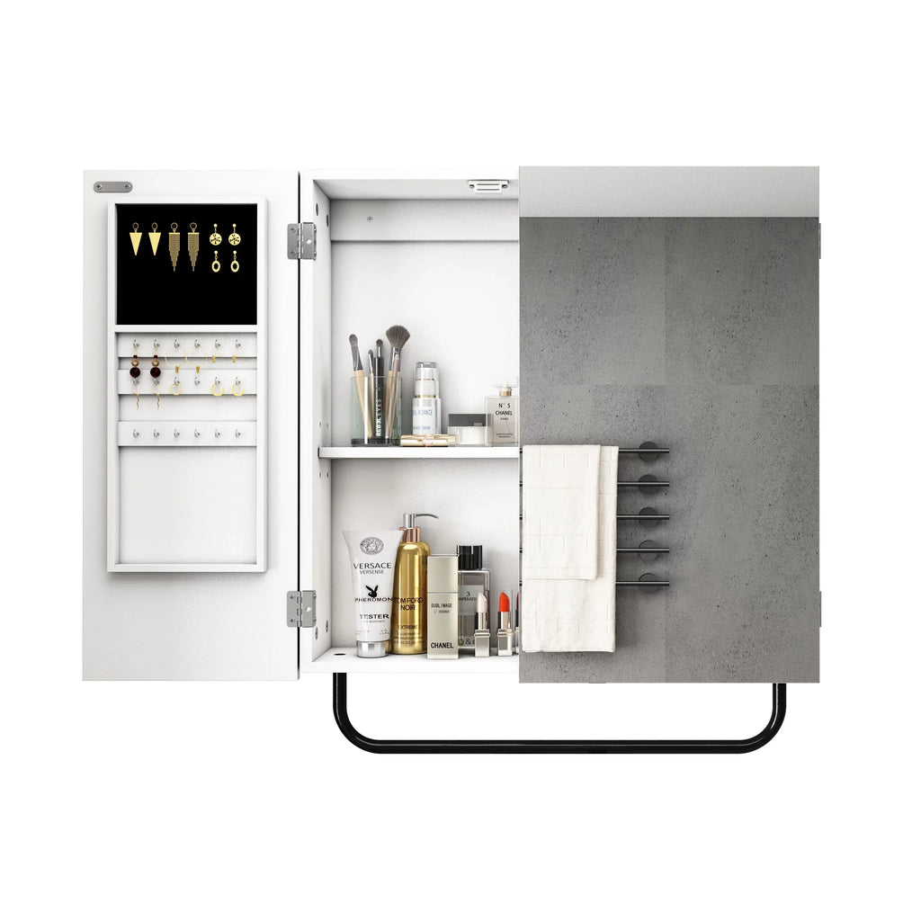 Jewelry Cabinet Wall Mirror, Bathroom, Square Mounted with for 2-Tiers HLR Mirror Cabinet