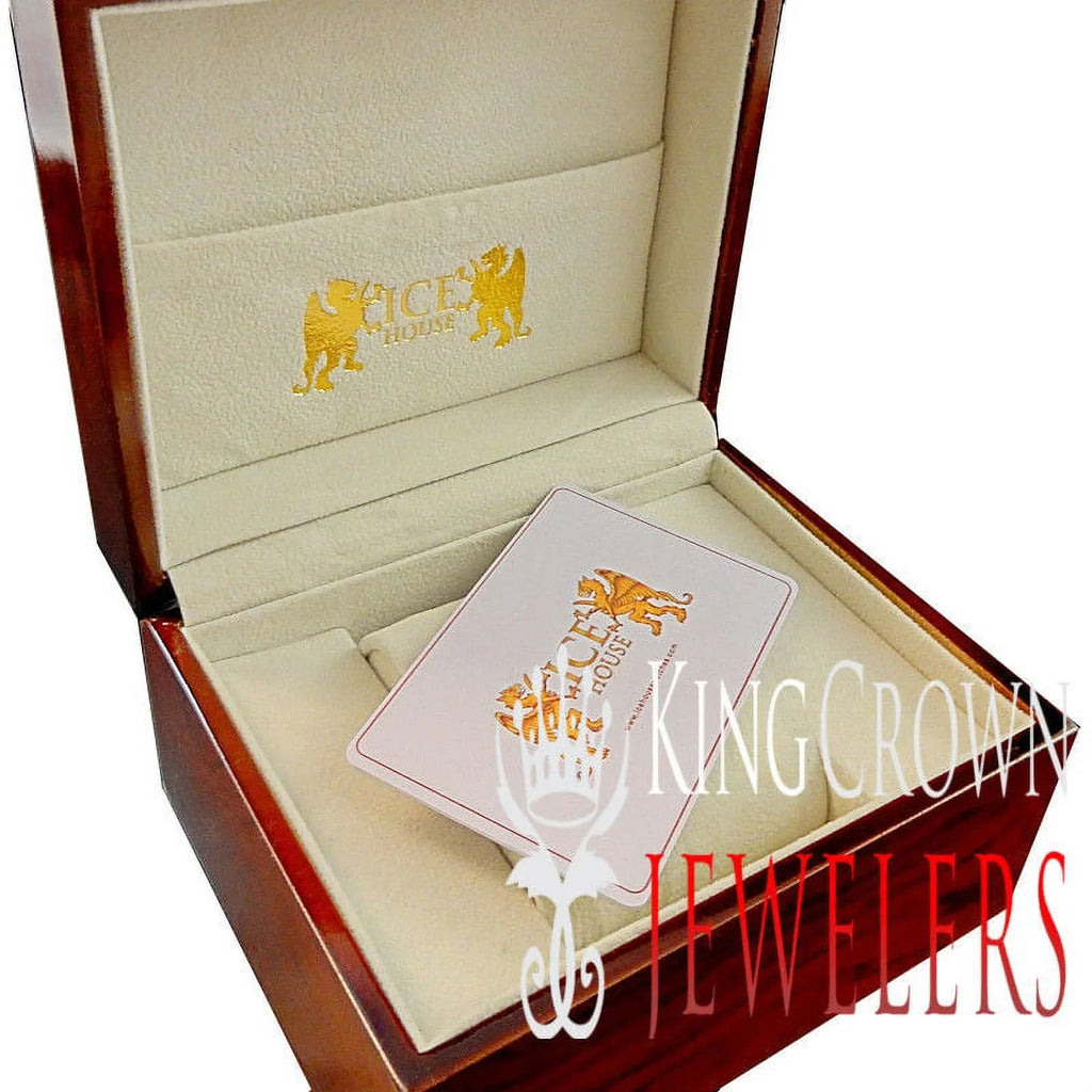 Diamond Row Solitaire Dial Yellow Back Stainless Khronos W/Date 10 Iced Roman Steel Band Custom lab 18K Bezel Men's Watch Gold Out Finish