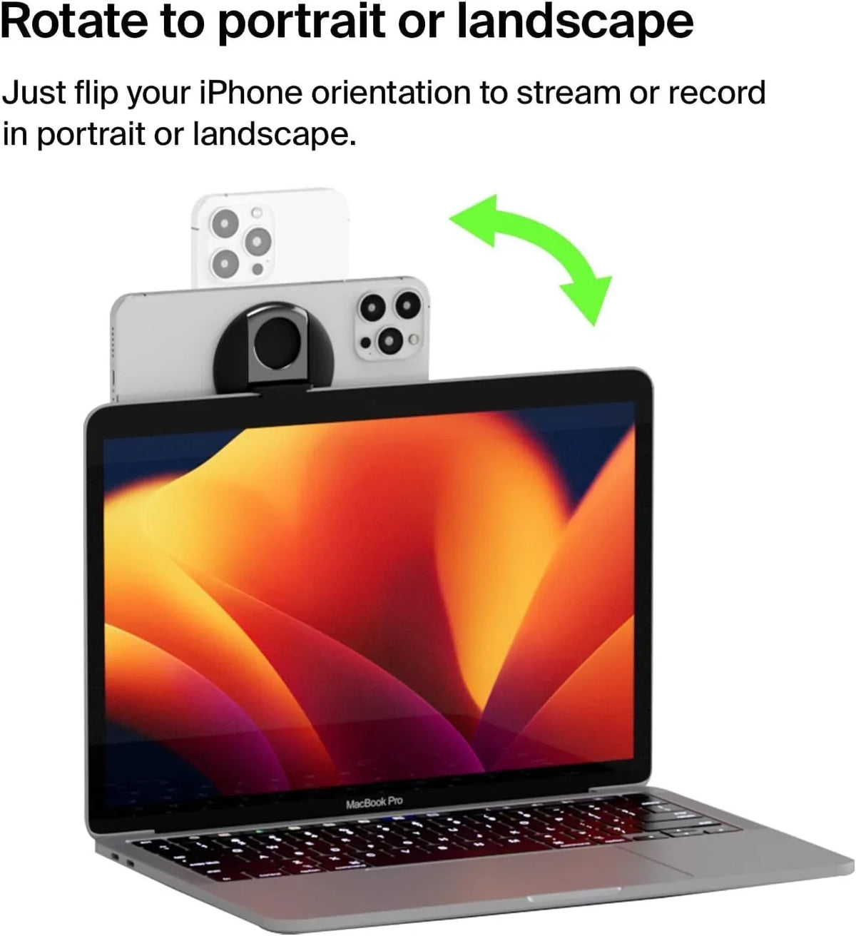 Continuity iPhone Turn Compatible Pro, Mount, iPhone Webcam, Mount MacBook, Air, iPhone Camera 13, to MacBook with Camera for 15, iPhone - Black Belkin MagSafe 14, 12 iPhone iPhone iPhone