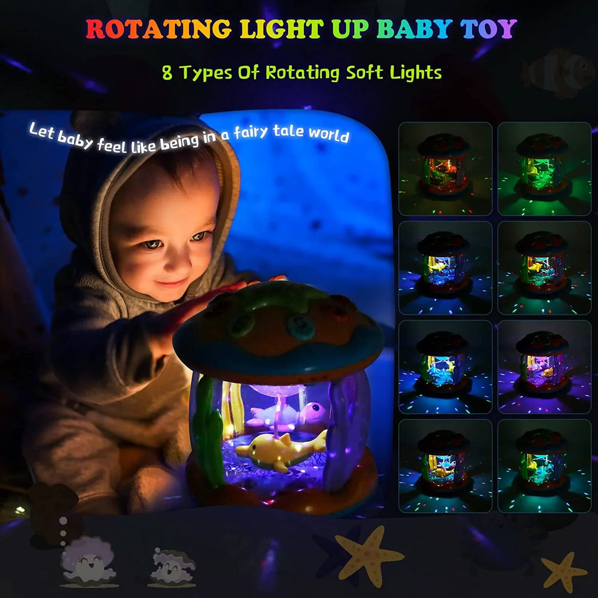 2 for Drum Boys 3+ Toddlers Melodies 6 Toys Musical Rotating Baby 12 up 1 Toys Learning Light Baby with Toys Months, Projector Gifts to , Educational Year Girls Old