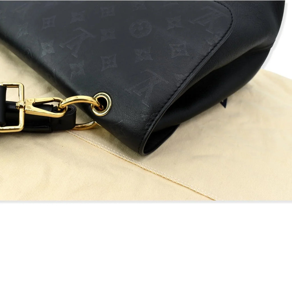 Very Bag Shoulder Leather Monogram Black LOUIS One Pre-owned Handle VUITTON