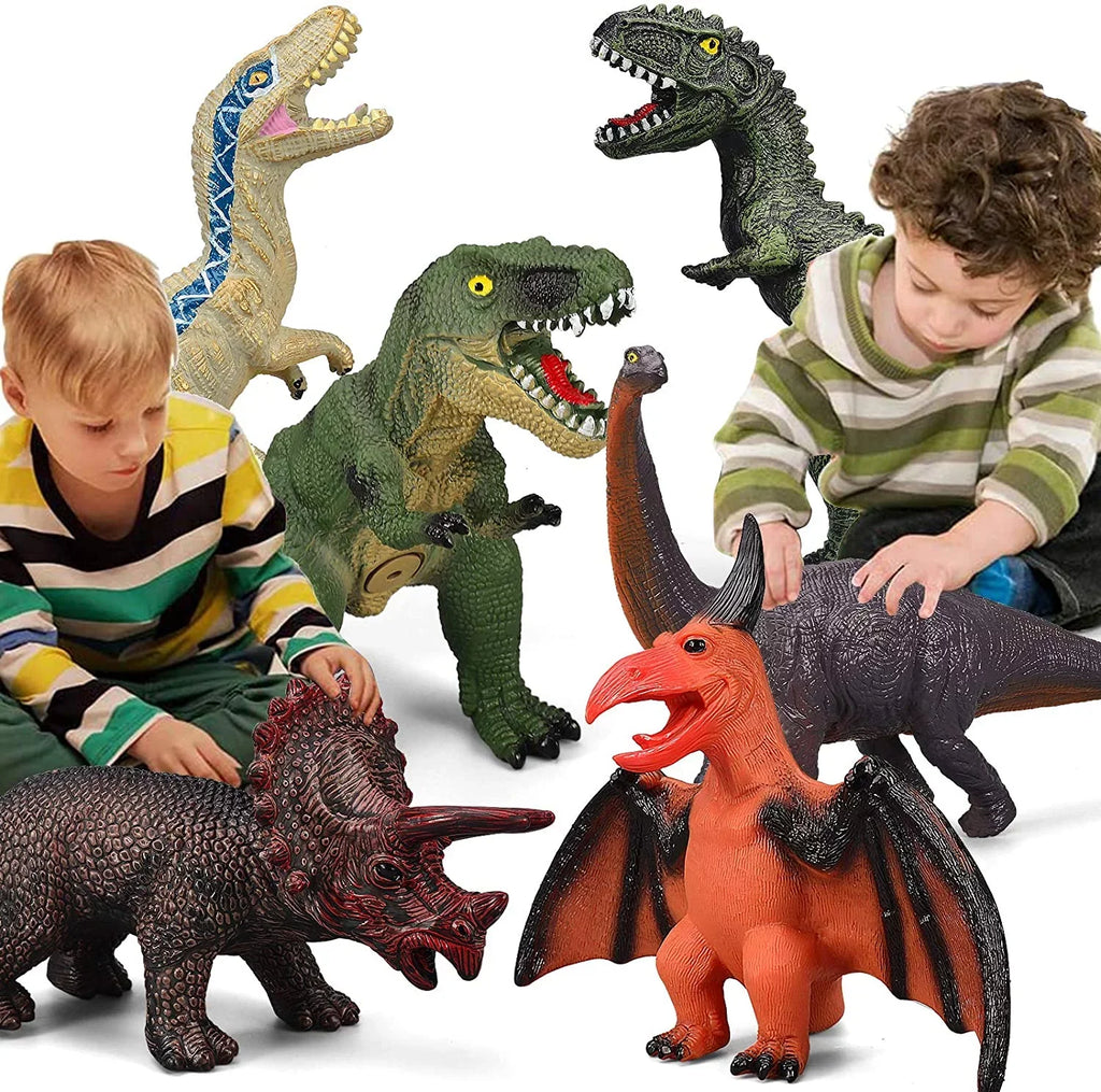 6 Inches Velociraptor Toys for Piece Lovers Favors, 13-17 Dinosaur Dinosaur Set and for T-Rex, Soft Large - Party Toddlers, Blue Dinosaur Toys Kids Gifts Perfect Birthday Jumbo Dinosaur