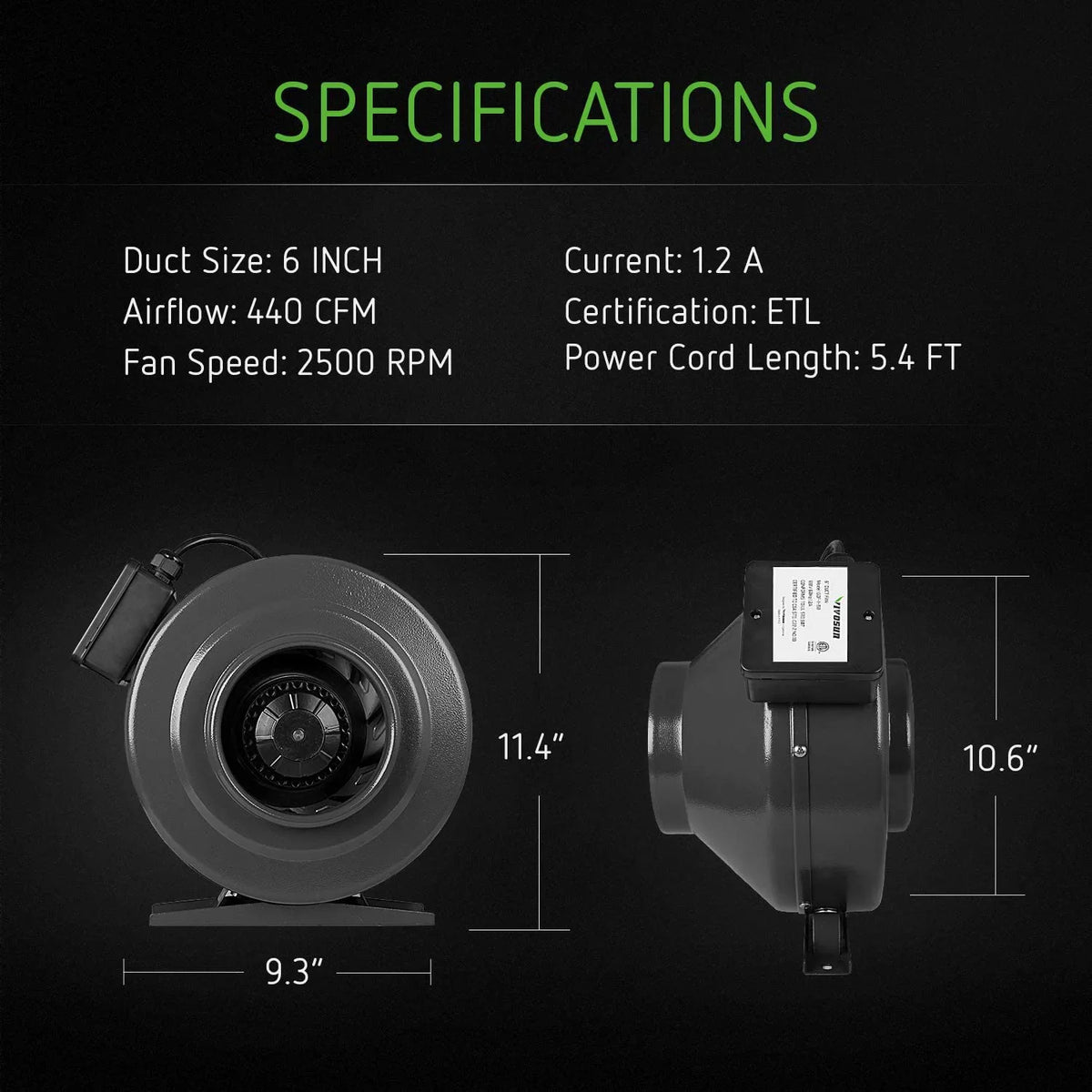 and Fan, Carbon 6'' CFM Ft Combo Kit: Filter Ducting Inline VIVOSUN Inch 16 440 Filtration 6 Air