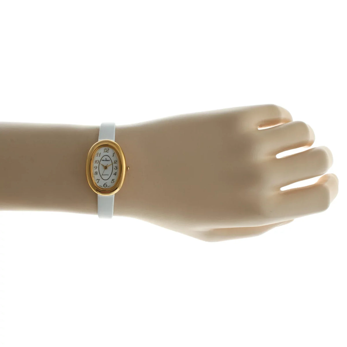 Case Vintage Peugeot Leather Watch White 380-17 Oval
