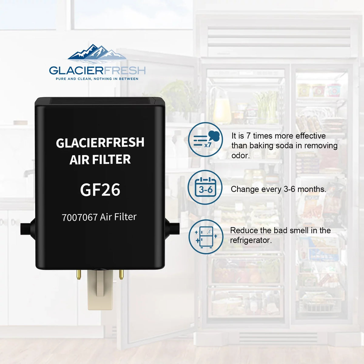 Air 3 for Pack GLACIER Replacement Refrigerator Filter, FRESH Air 7007076 Filter
