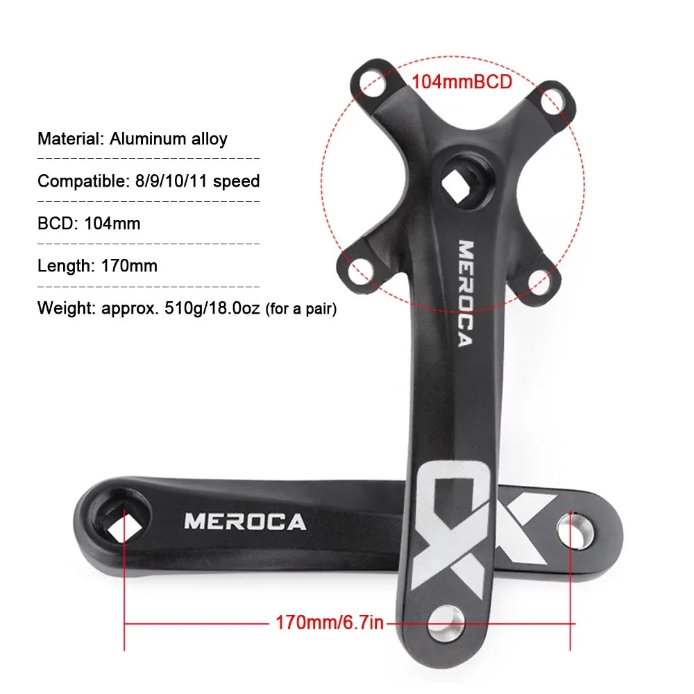 Set Speed Single Aluminum 104 Enthusiasts Bike 8/9/10/11 Mountain Alloy Ring MEROCA 170MM for Crank Biking BCD Ideal - for - Crankset,