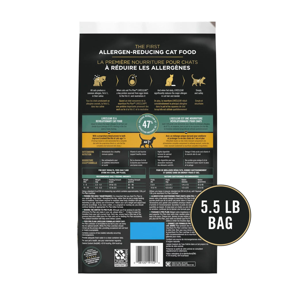 5.5 Cat Purina Prime LiveClear Chicken Plus Plan Dry Formula Food, Pro lb Bag
