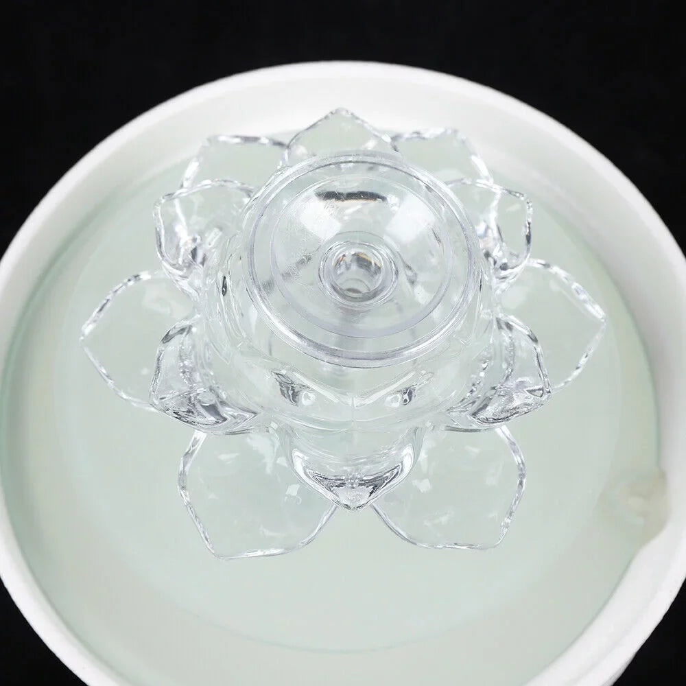Fountain White Water Desktop Ornament Crystal Desktop Lotus Flowing Fountain, Decor Office Tabletop Teahouse Waterfall Fountain Water
