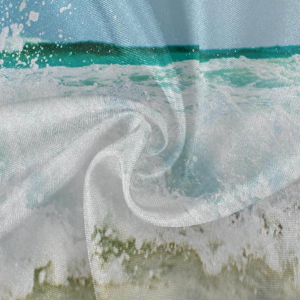 Sea Washable 60inch Wrinkle SKYSONIC Kitchen Tropical Wave Table Round for BBQ Tablecloth Dining Free, Lace Circular Decor Ocean Cover Summer Party Indoor