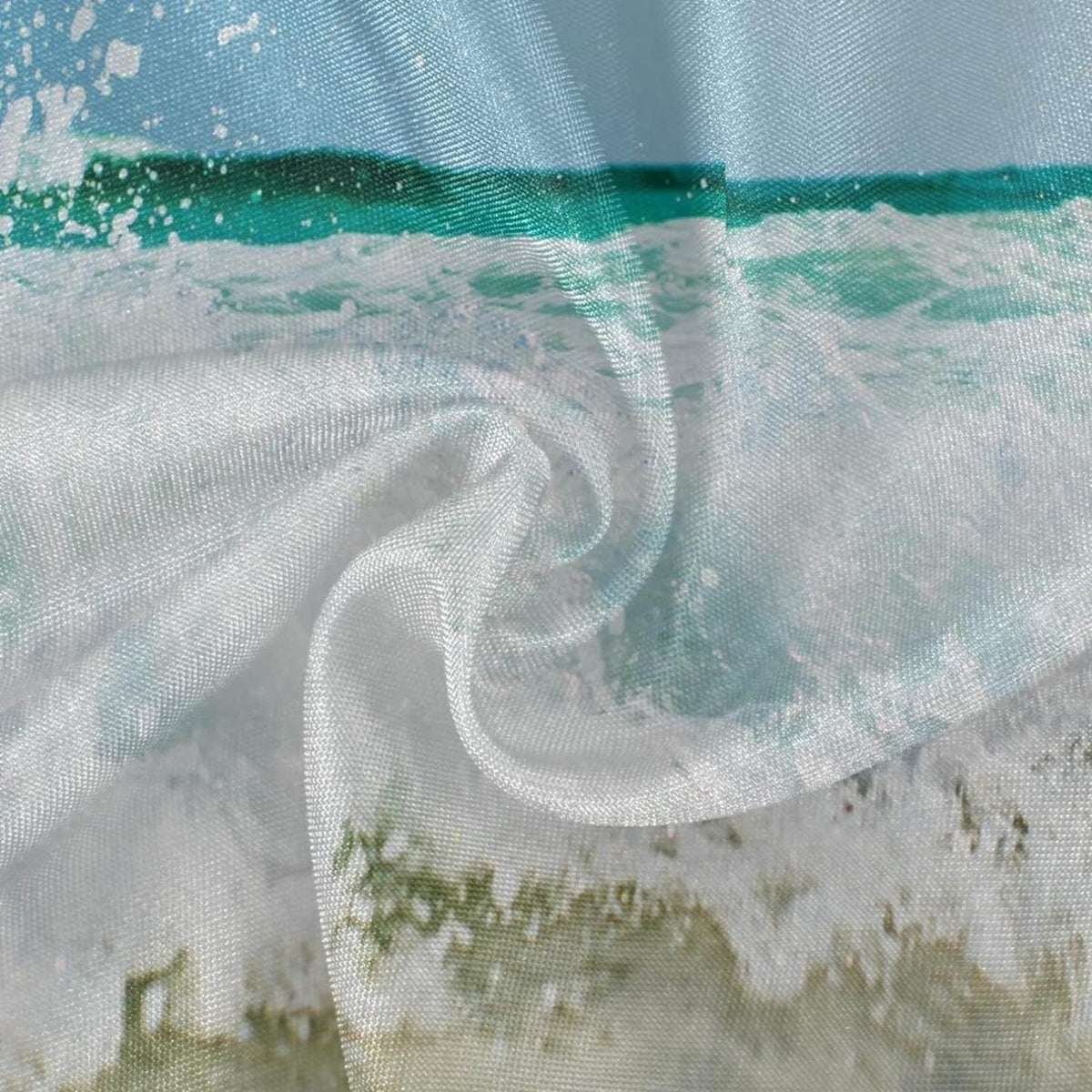 Sea Washable 60inch Wrinkle SKYSONIC Kitchen Tropical Wave Table Round for BBQ Tablecloth Dining Free, Lace Circular Decor Ocean Cover Summer Party Indoor