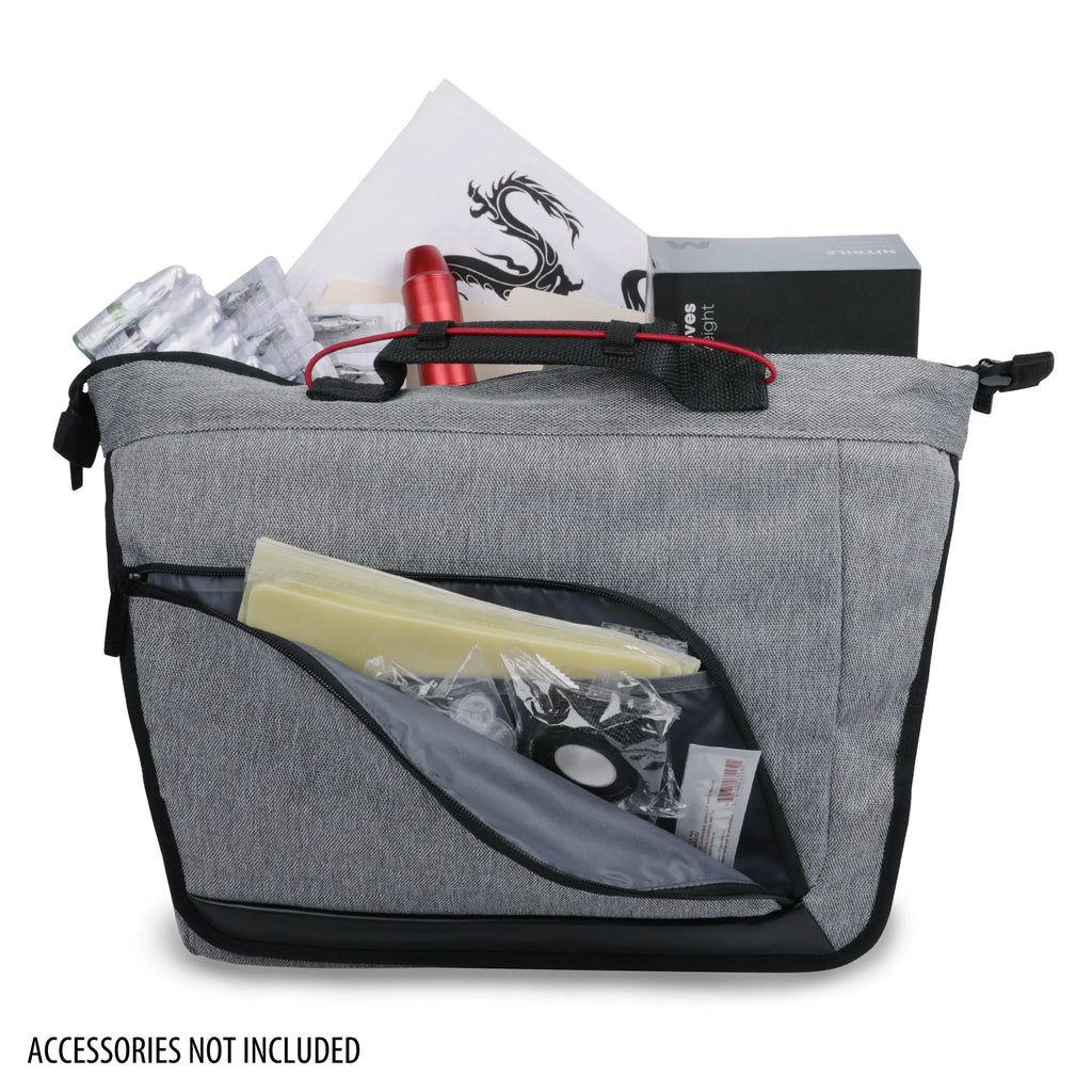 Bag Tattoo Kit Holds Dividers, Machine, Ink Equipment Weather Case - Customizable with Power Resistant USA Tattoo Supply, Professional Tattoo Supplies Bottom Messenger Gear - More & and Only Gun Set,