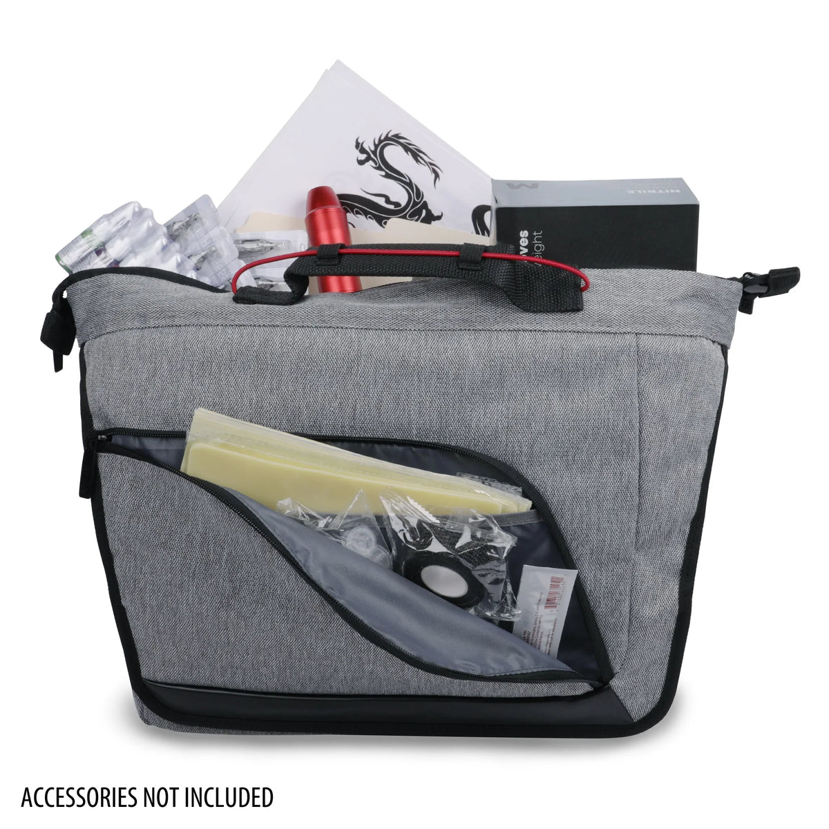 Bag Tattoo Kit Holds Dividers, Machine, Ink Equipment Weather Case - Customizable with Power Resistant USA Tattoo Supply, Professional Tattoo Supplies Bottom Messenger Gear - More & and Only Gun Set,
