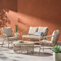 Montserrat Brown Light Seater Cushions, Set Beige Outdoor Wicker and Chat with 4