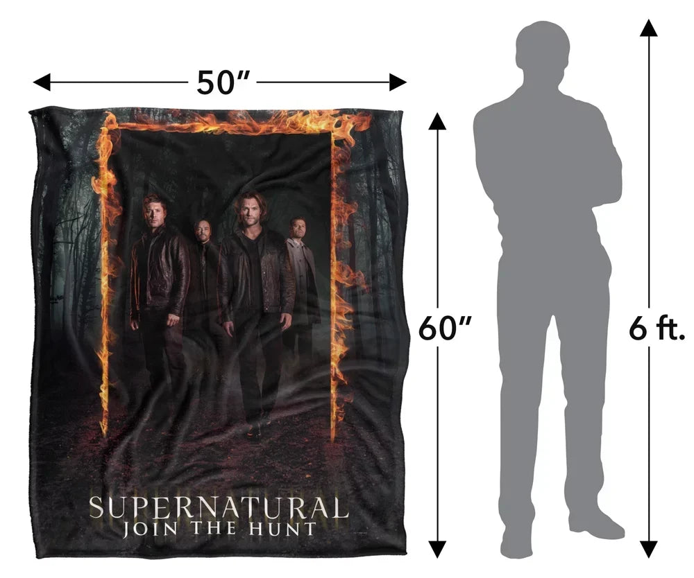 Back Sherpa Frame Silky Soft Fire Supernatural Blanket, Super 50*60inch, LOGOVISION Touch Blanket Throw