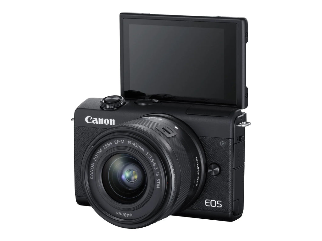'- Digital 15-45mm APS-C - - - - 3x optical 25 / camera Canon - EF-M M200 24.1 IS - mirrorless lens EOS STM black Bluetooth fps zoom - Wi-Fi, 4K MP