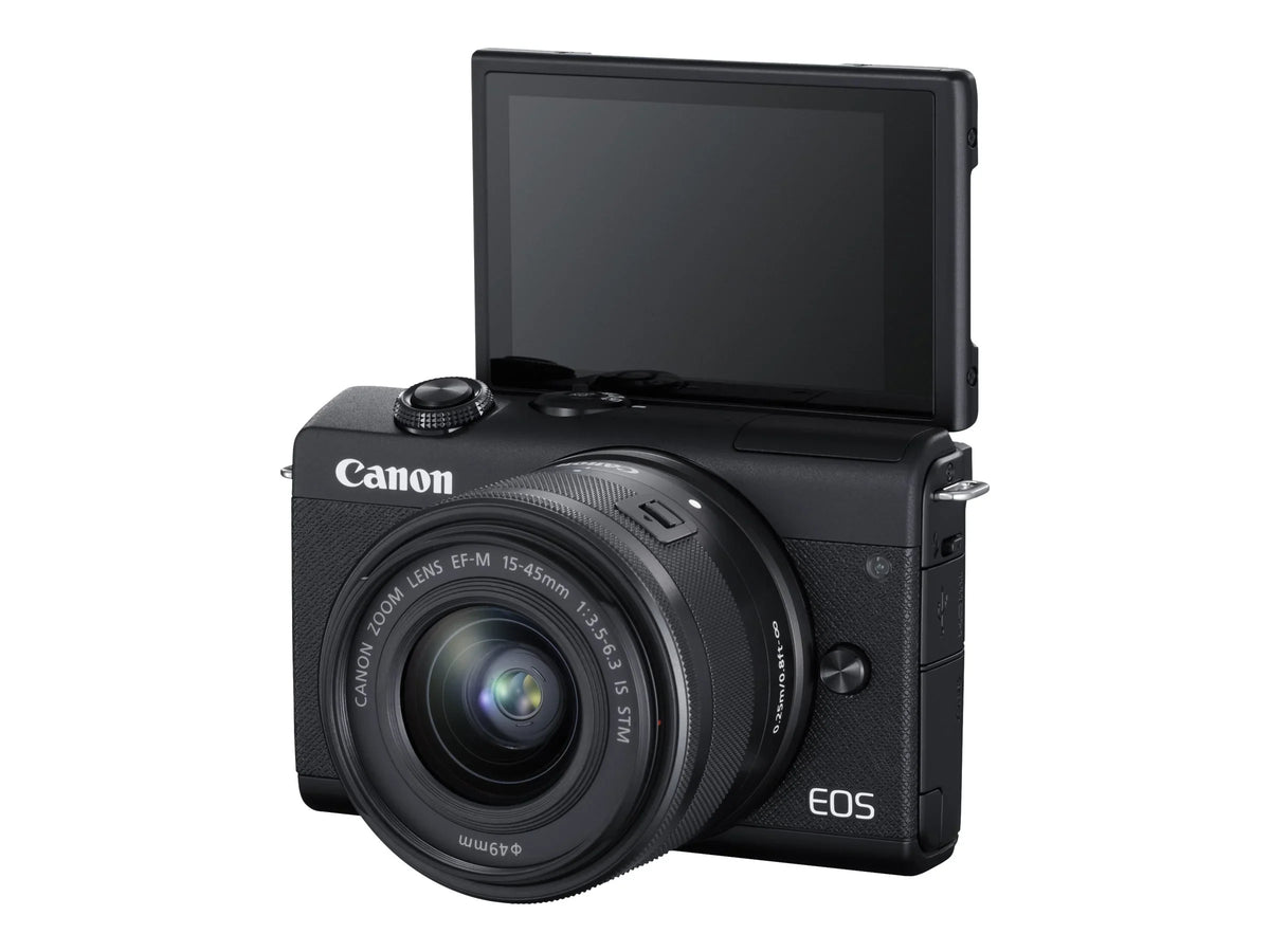 '- Digital 15-45mm APS-C - - - - 3x optical 25 / camera Canon - EF-M M200 24.1 IS - mirrorless lens EOS STM black Bluetooth fps zoom - Wi-Fi, 4K MP