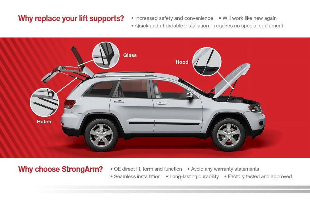 Lift Supports Qty Arm FORD Fits by Spoiler MUSTANG Made 2 Fits Mustang W/O Strong 05 6457 select: 14 to Trunk 2005-2014