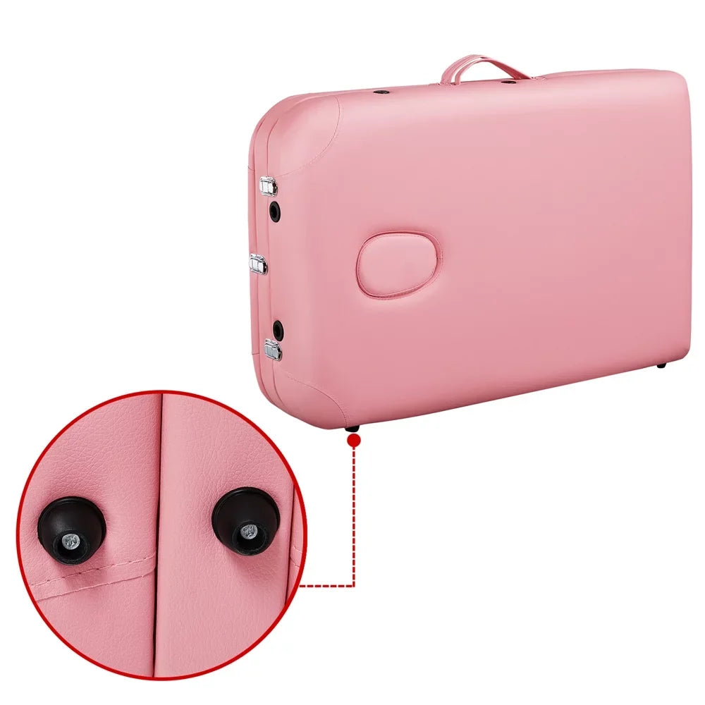 Backrest/Headrest/Armrest/Hand Massage Portable Alloy Salon Table Massage Spa 84'' with 3-Fold Bed, Massage Adjustable Pink Bed Yaheetech Couch, Equipment, Pallet,