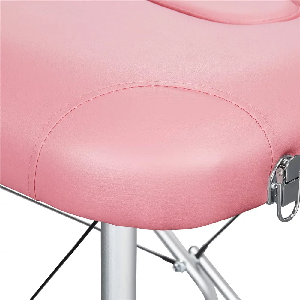 Backrest/Headrest/Armrest/Hand Massage Portable Alloy Salon Table Massage Spa 84'' with 3-Fold Bed, Massage Adjustable Pink Bed Yaheetech Couch, Equipment, Pallet,