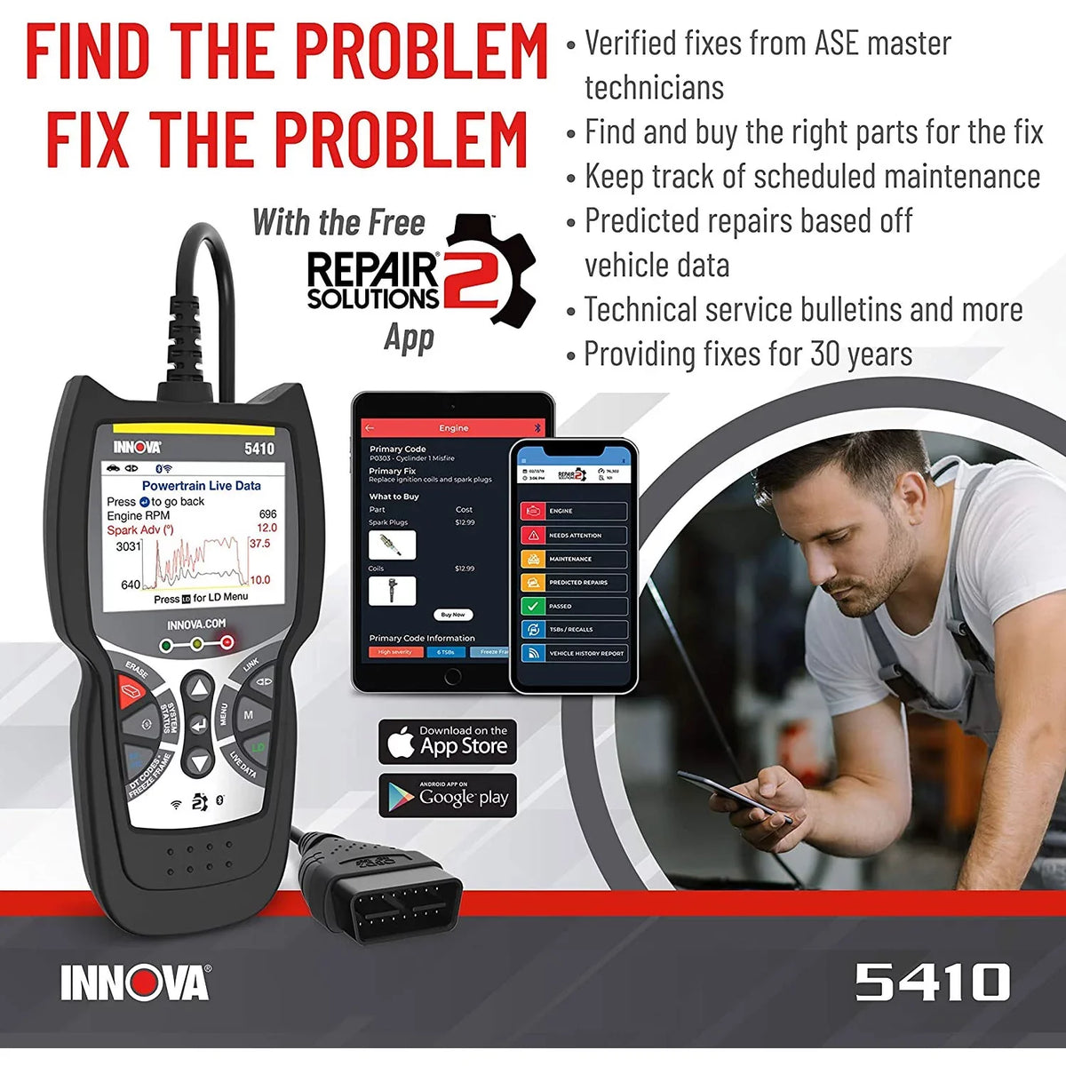 INNOVA Diagnostics Bluetooth Reader Automotive Code Tool 5410 CarScan Scanner