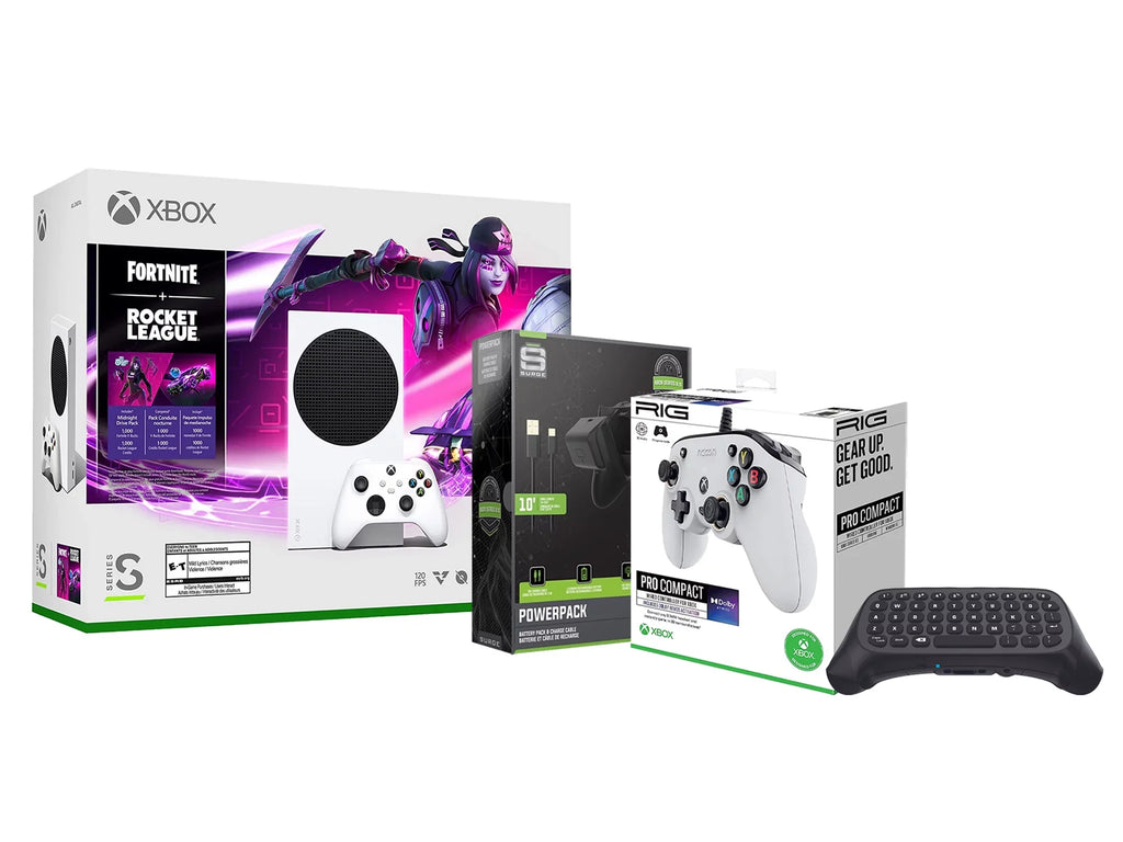 Keypad White League PRO Console Wireless Rocket Cable/Battery Controller, S and Charge Compact Series Fortnite with Controller Xbox Microsoft