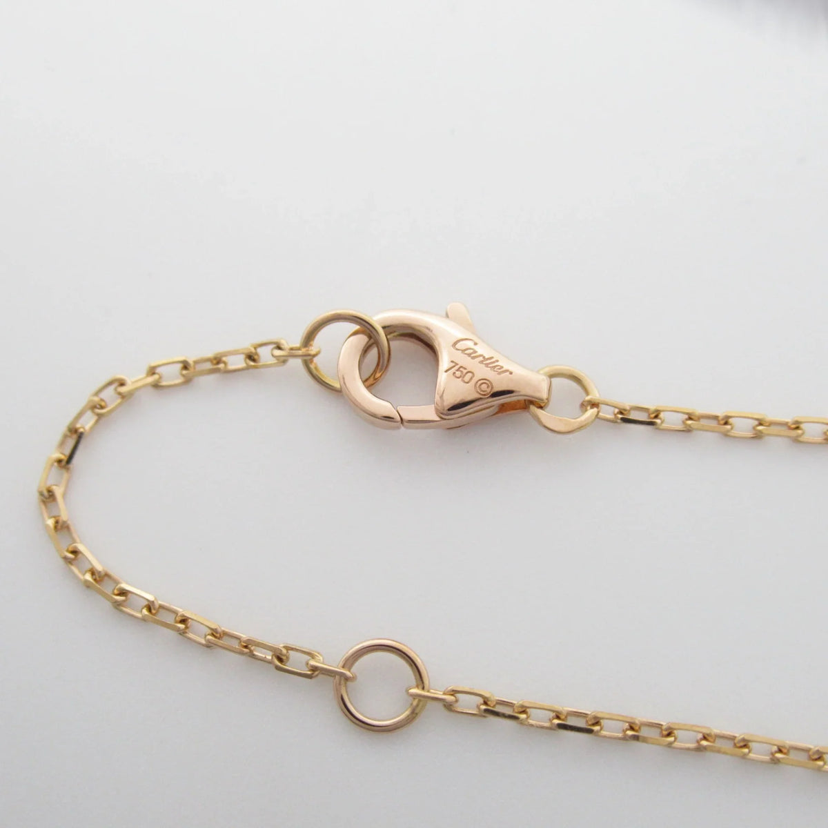 K18PG(Rose (Good) double Clear Clear Necklace Pre-Owned Gold) Necklace CARTIER diamond Logo
